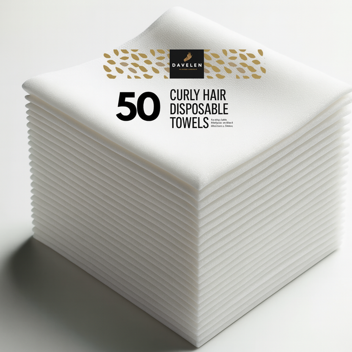 Curly Hair Plopping Towel – Disposable, Seam-Free, Anti-Frizz, Lint-Free Viscose (32×16, White, 50-Pack)