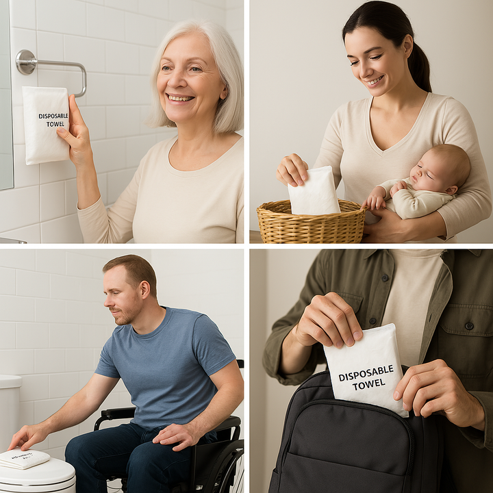 DAVELEN Disposable Bidet Towels – Lint-Free, Soft Pat-Drying (15" x 15"), 50 Towels/Pack