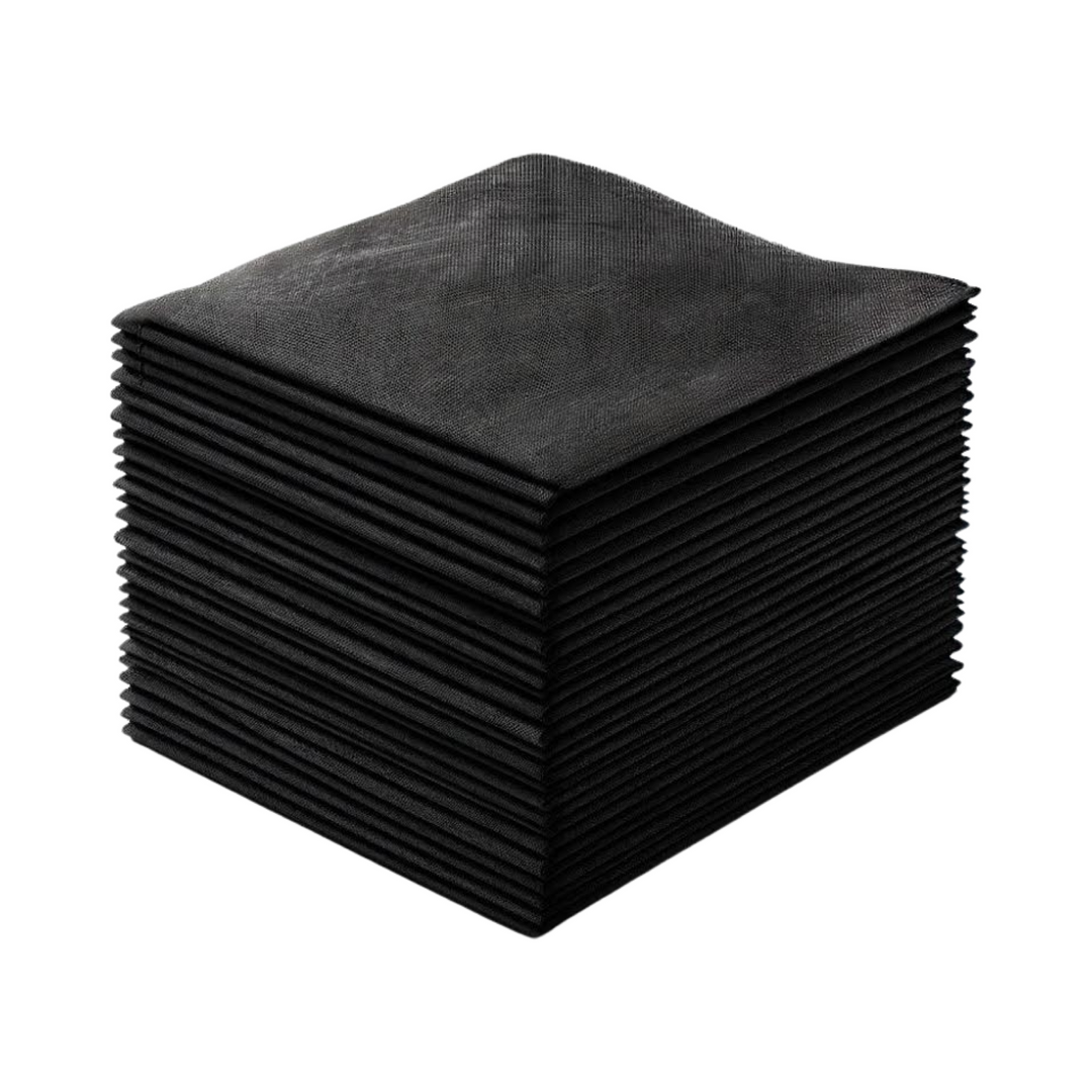 PREMIUM Disposable Salon Towels – Black (31.5" × 15.7"), 50-Pack | 100% Viscose Rayon, Low-Lint & Stain-Hiding | DAVELEN