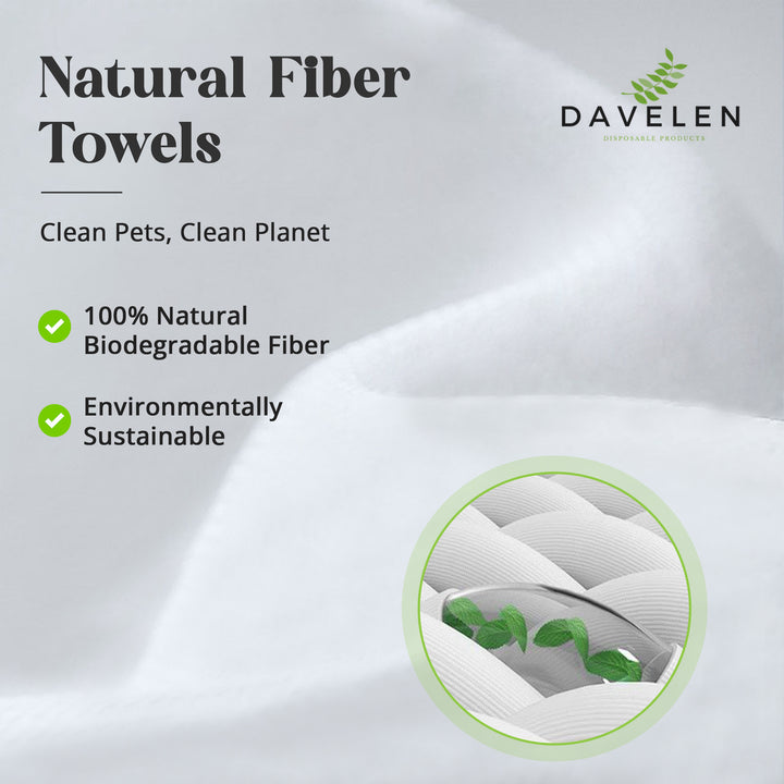 DAVELEN Disposable Pet Towels (50-Pack) — Bamboo-Based, Super Absorbent, Hygienic & Tear-Resistant