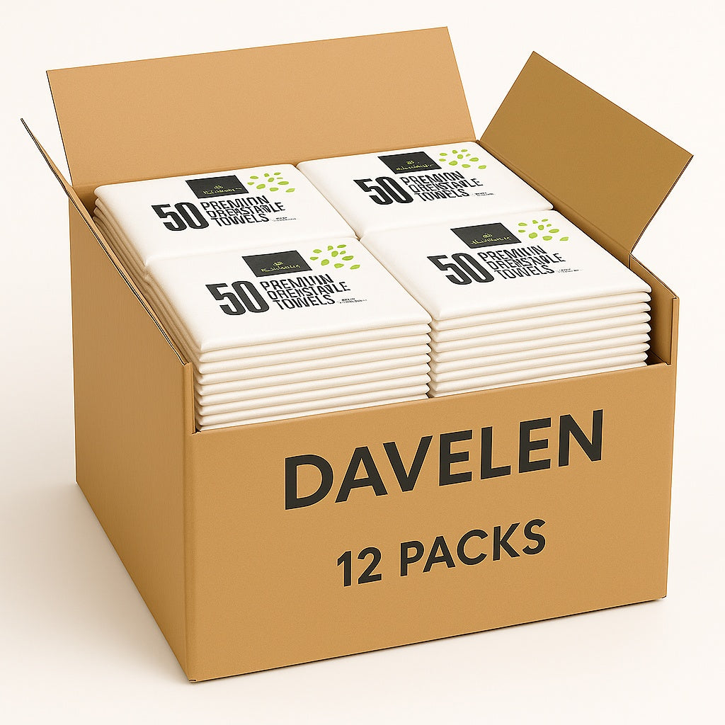 PREMIUM Disposable Salon Towels – White (31.5" × 15.7"), 50-Pack | 100% Viscose Rayon | DAVELEN