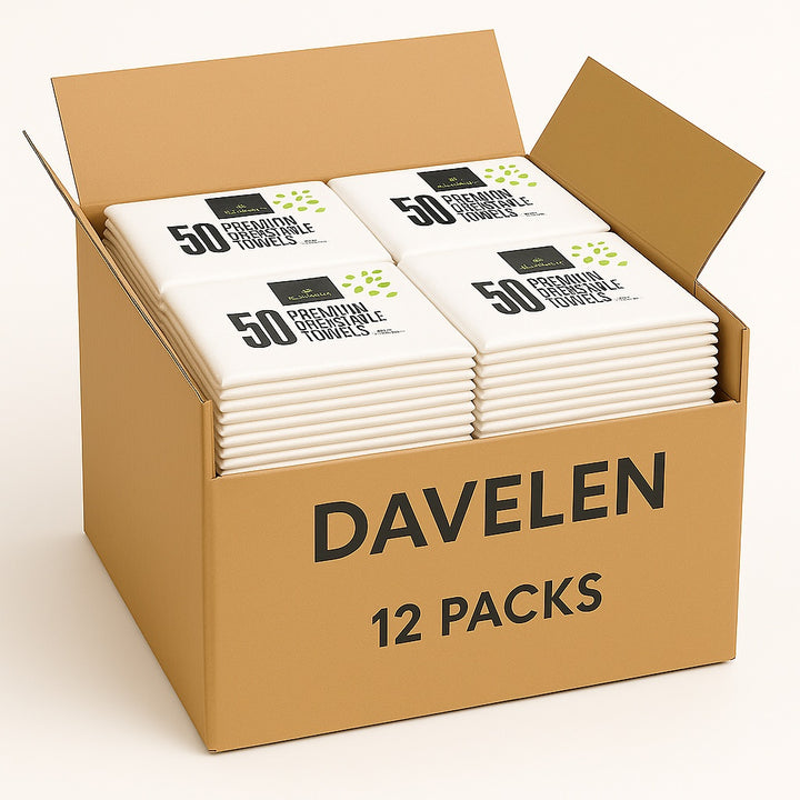 PREMIUM Disposable Salon Towels – White (31.5" × 15.7"), 50-Pack | 100% Viscose Rayon | DAVELEN