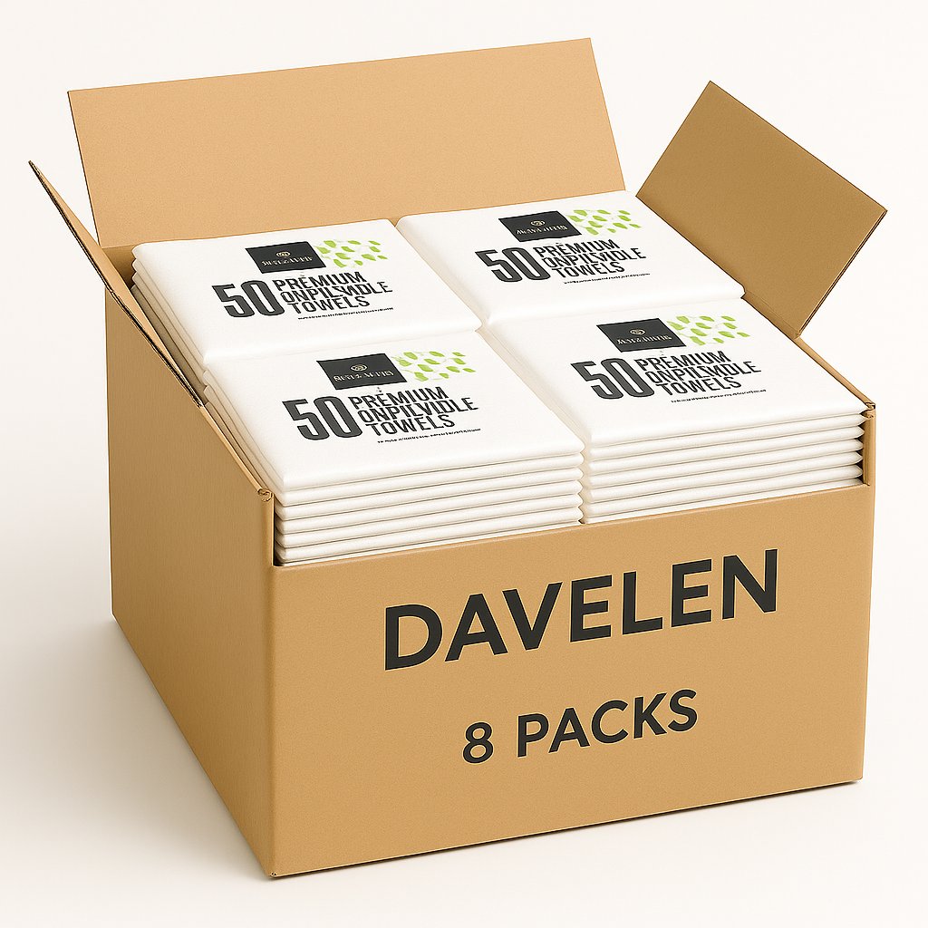 PREMIUM Disposable Salon Towels – White (31.5" × 15.7"), 50-Pack | 100% Viscose Rayon | DAVELEN