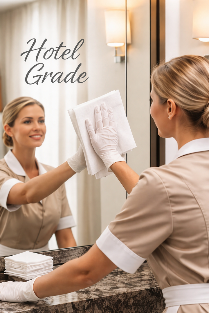 DAVELEN Hotel Housekeeping Detail Towels – 15" x 15" Mirror, Glass & Chrome Finishing Towels