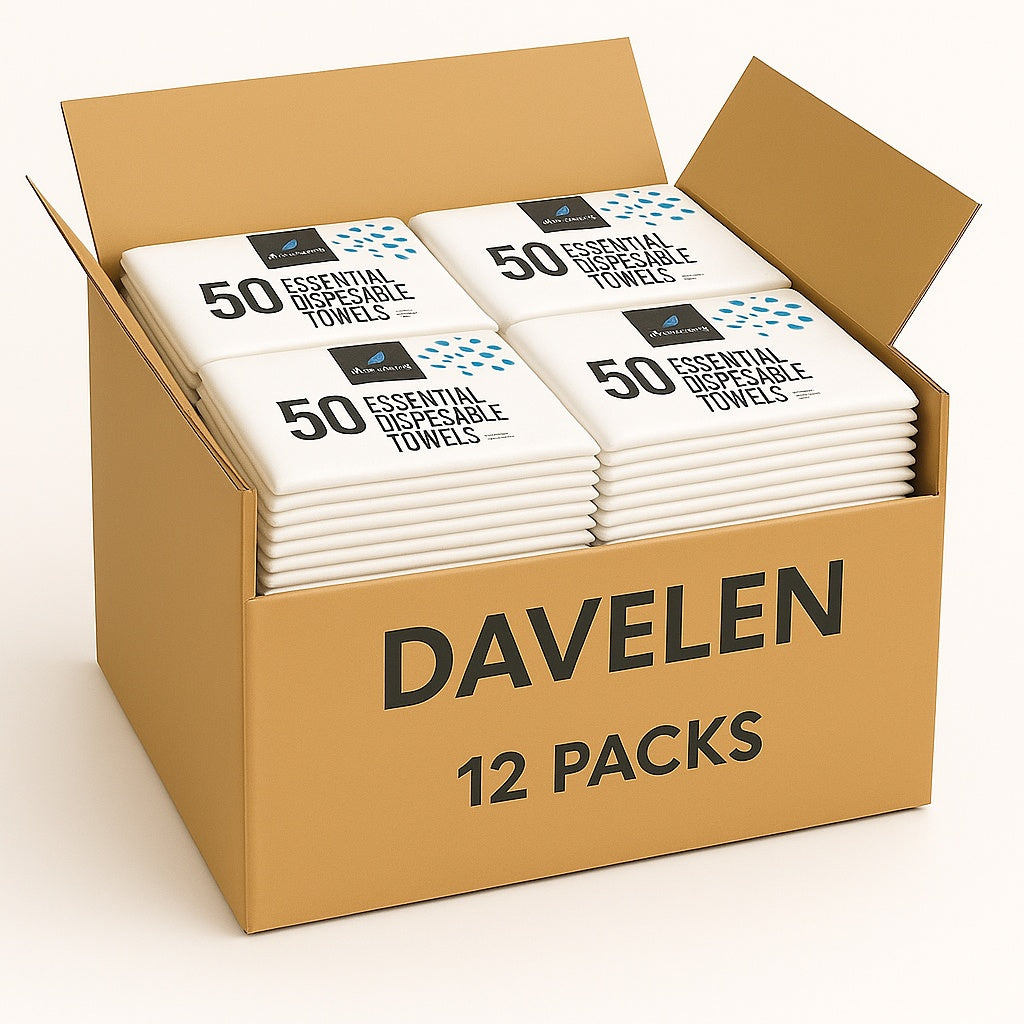 ESSENTIAL Disposable Salon Towels (50-Pack) - White | DAVELEN