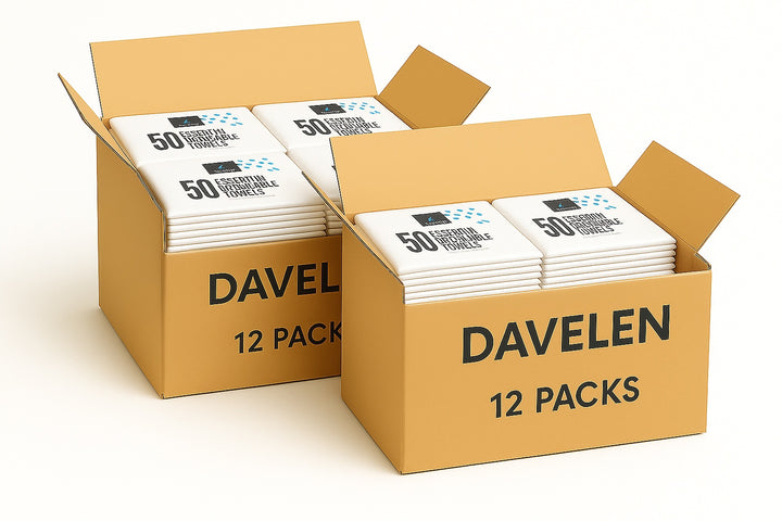 ESSENTIAL Disposable Salon Towels (50-Pack) - White | DAVELEN