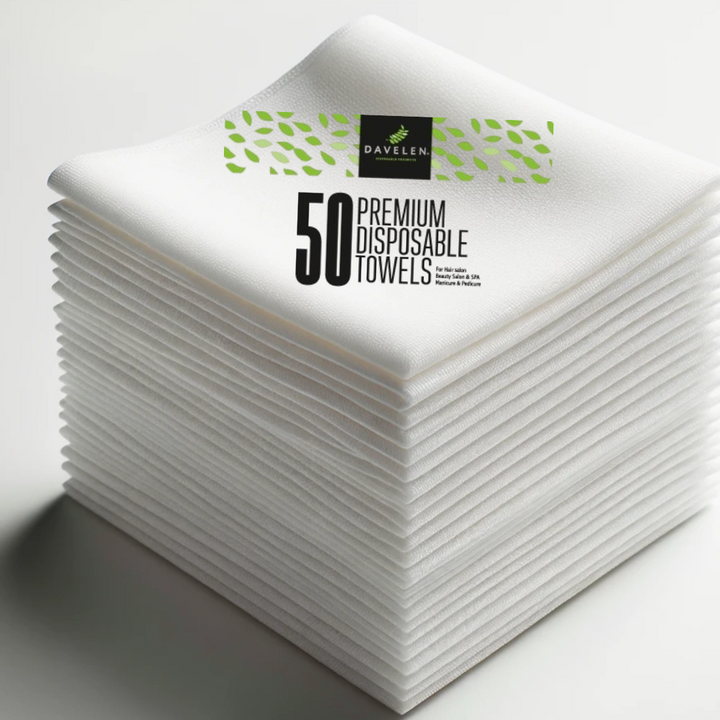 DAVELEN white disposable salon towels 50 pack