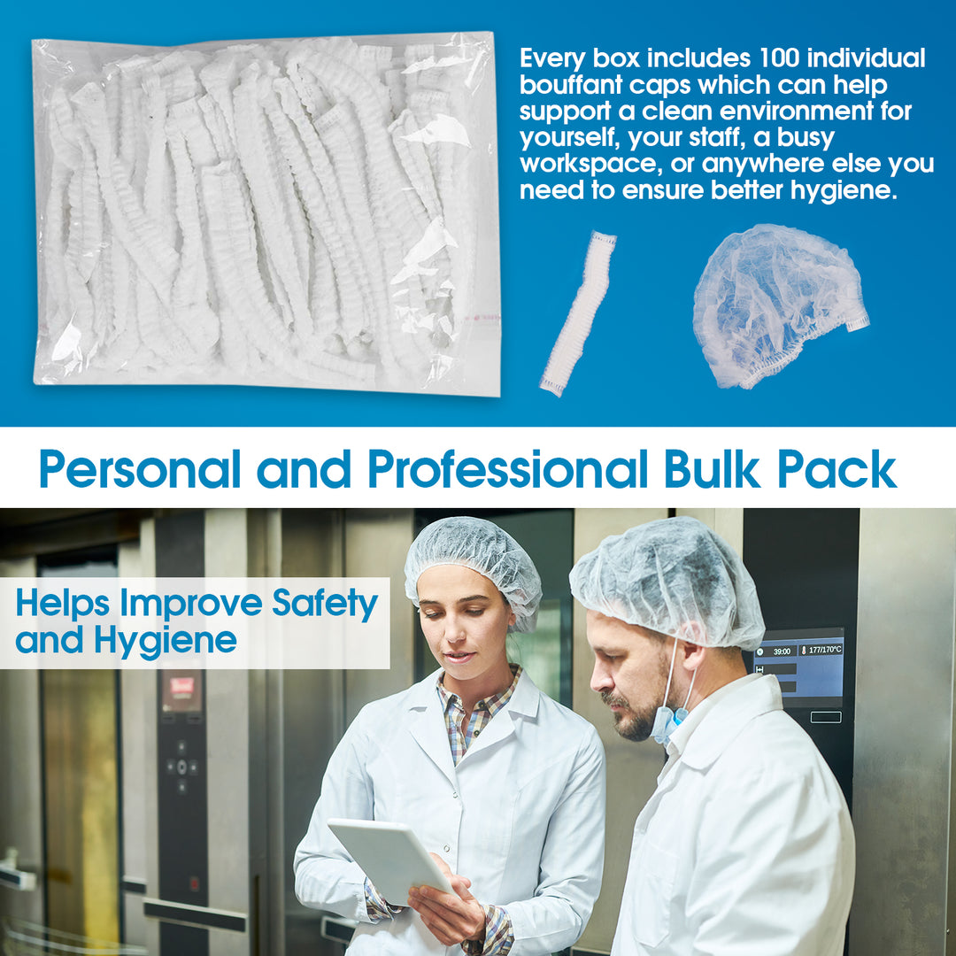 Disposable Bouffant Caps, 100 count