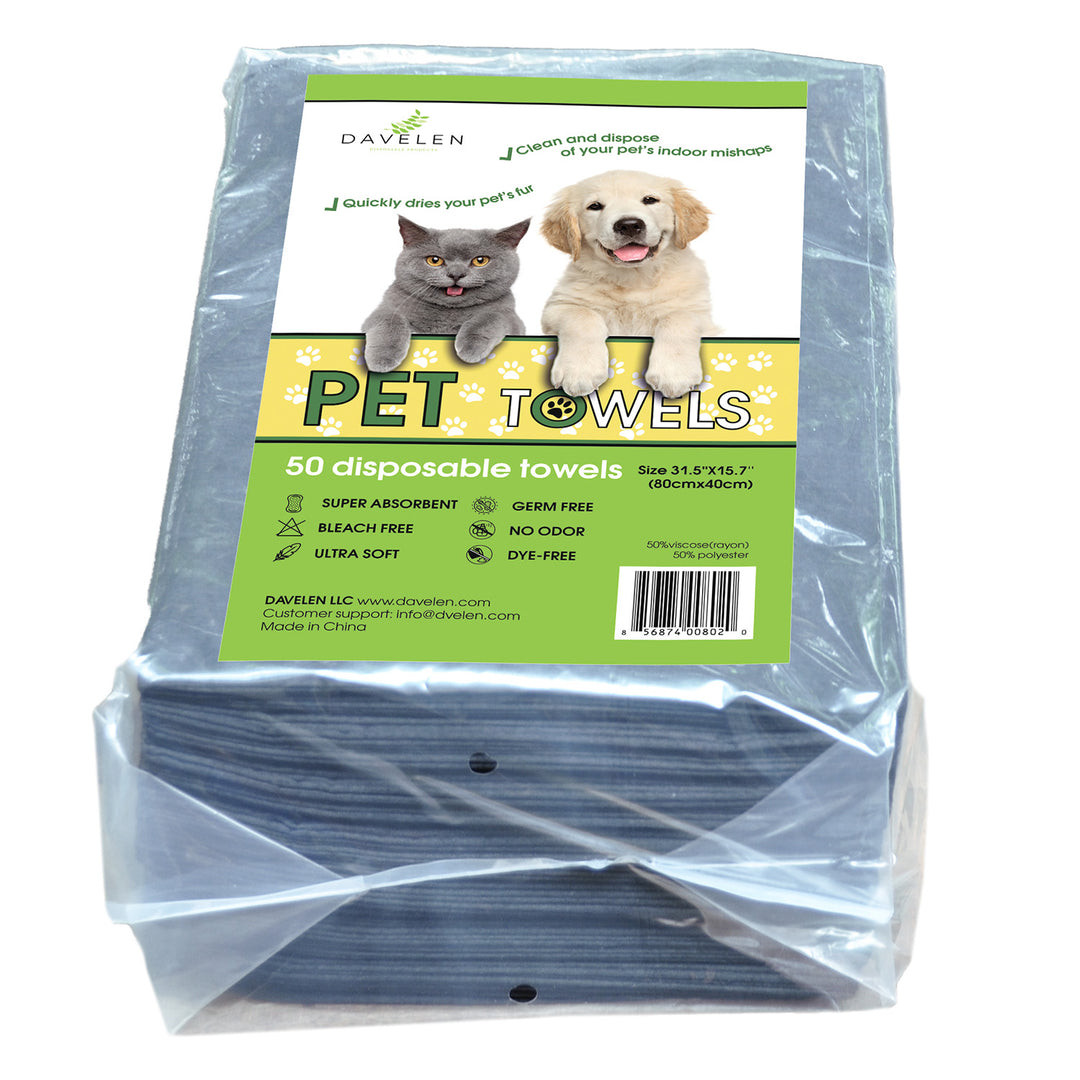 DAVELEN Disposable Towels for Pets - 600 pcs | Natural, Eco-Friendly, Wood Fiber