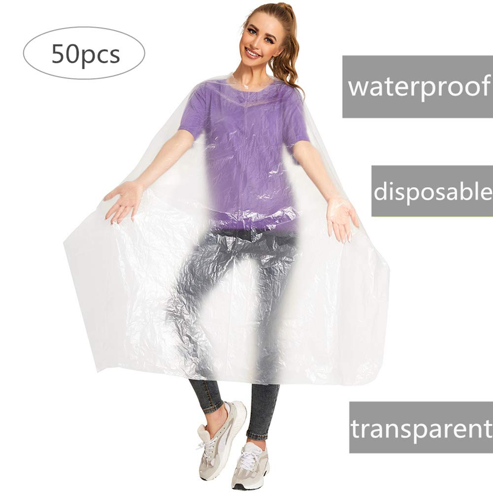 DAVELEN Disposable Transparent Capes – Premium Protection for Salons, Stylists & At-Home Hair Care | 50 Pack | Oversized 51" x 63"