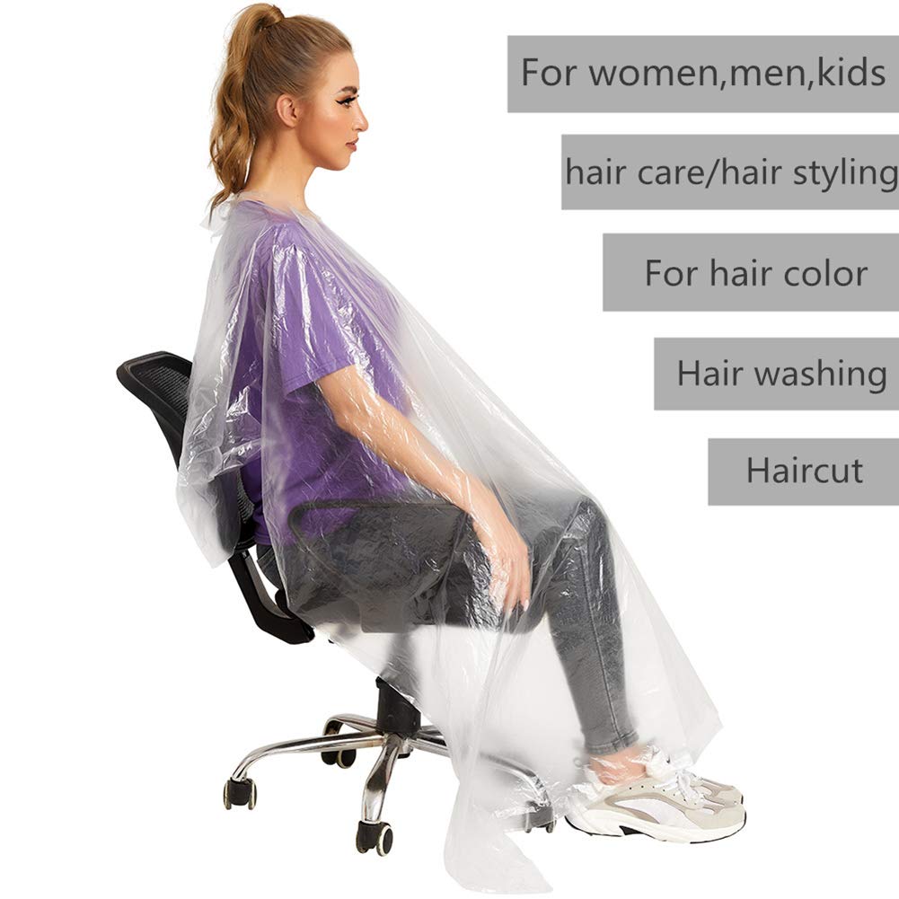 Full Length Disposable Salon Capes with Tie Closure - Clear 50 Pieces Per  Bag X 5 Bags = Case of 250 Capes (504523 X 5)