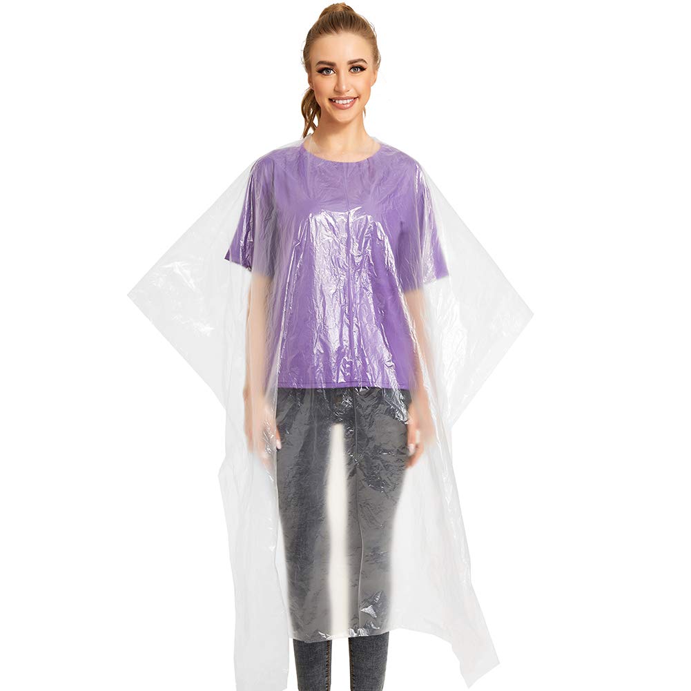 DAVELEN Disposable Transparent Capes – Premium Protection for Salons, Stylists & At-Home Hair Care | 50 Pack | Oversized 51" x 63"