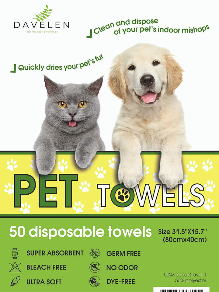 DAVELEN Disposable Towels for Pets - 600 pcs | Natural, Eco-Friendly, Wood Fiber