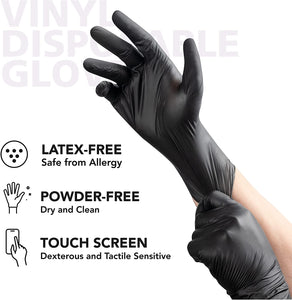 Black Gloves Disposable Latex Free 50 pack